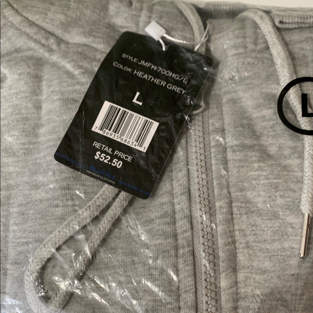Blue Ice Heather Grey Hoodie - Size L